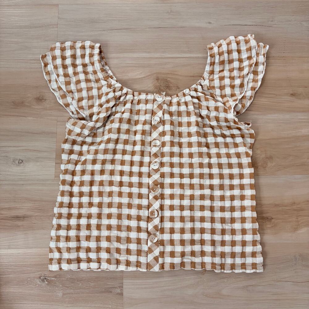 Matilda Jane Gingham Checker brown and white top
